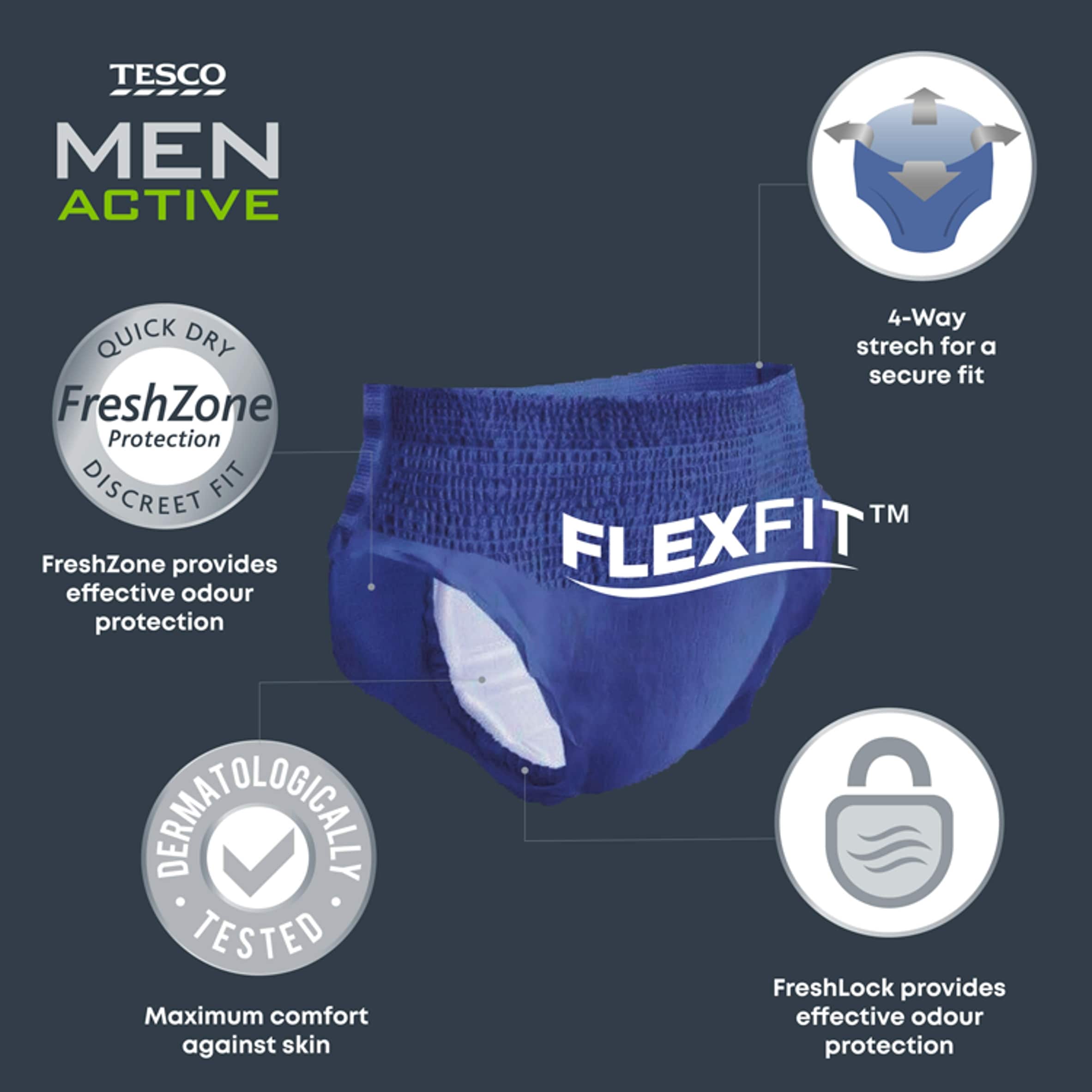 Tesco Men Active Pants Super Medium 12 Pack thumbnail 2