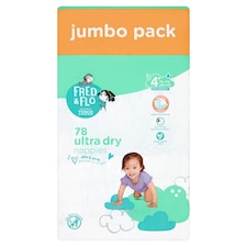 Fred & Flo Ultra Dry Nappies Size 4+ Jumbo Pack 78 Pack