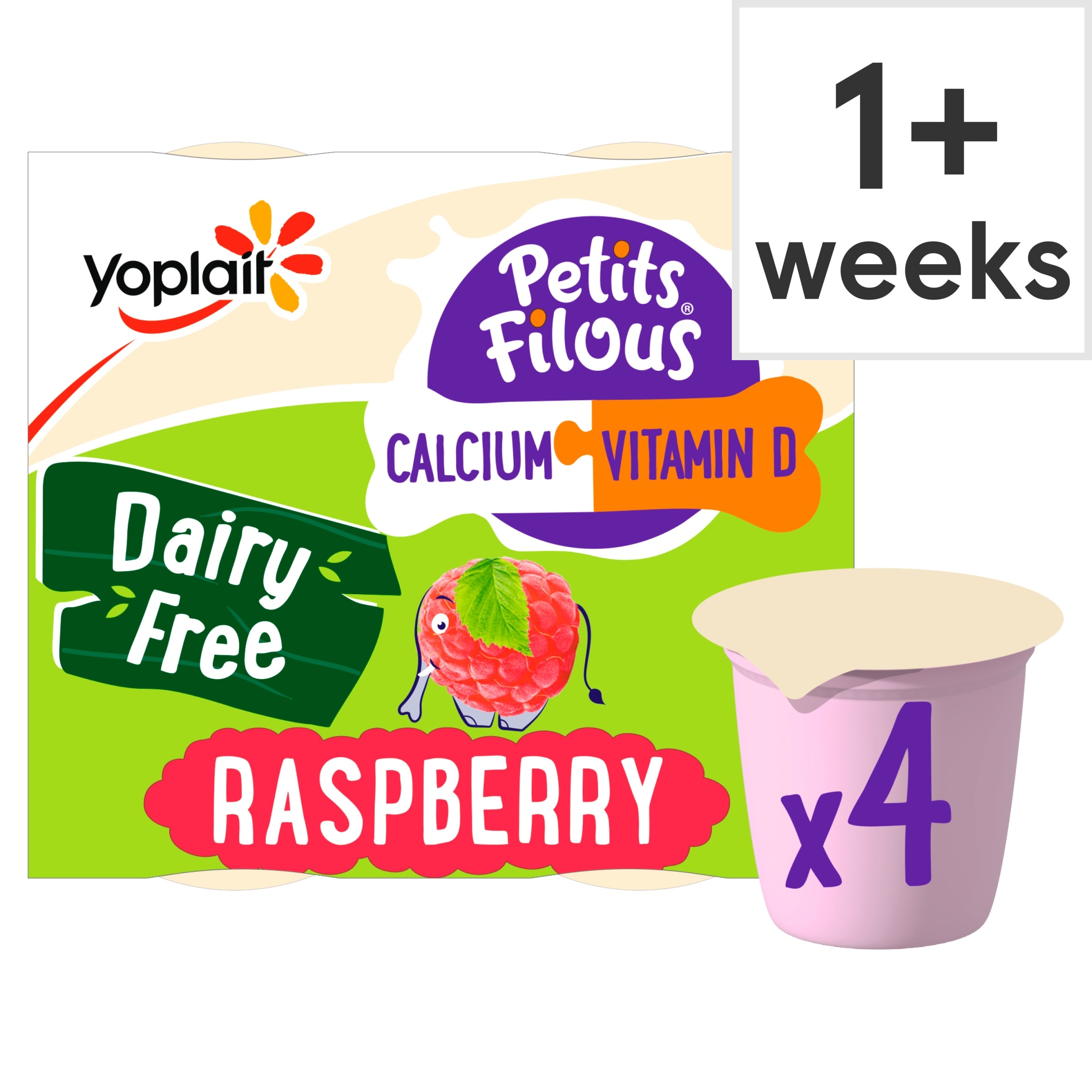 Petits Filous Raspberry Dairy Free Kids Yoghurt Pots 4x95g