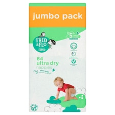 Fred & Flo Ultra Dry Nappies Size 5+ Jumbo Pack 64 Pack