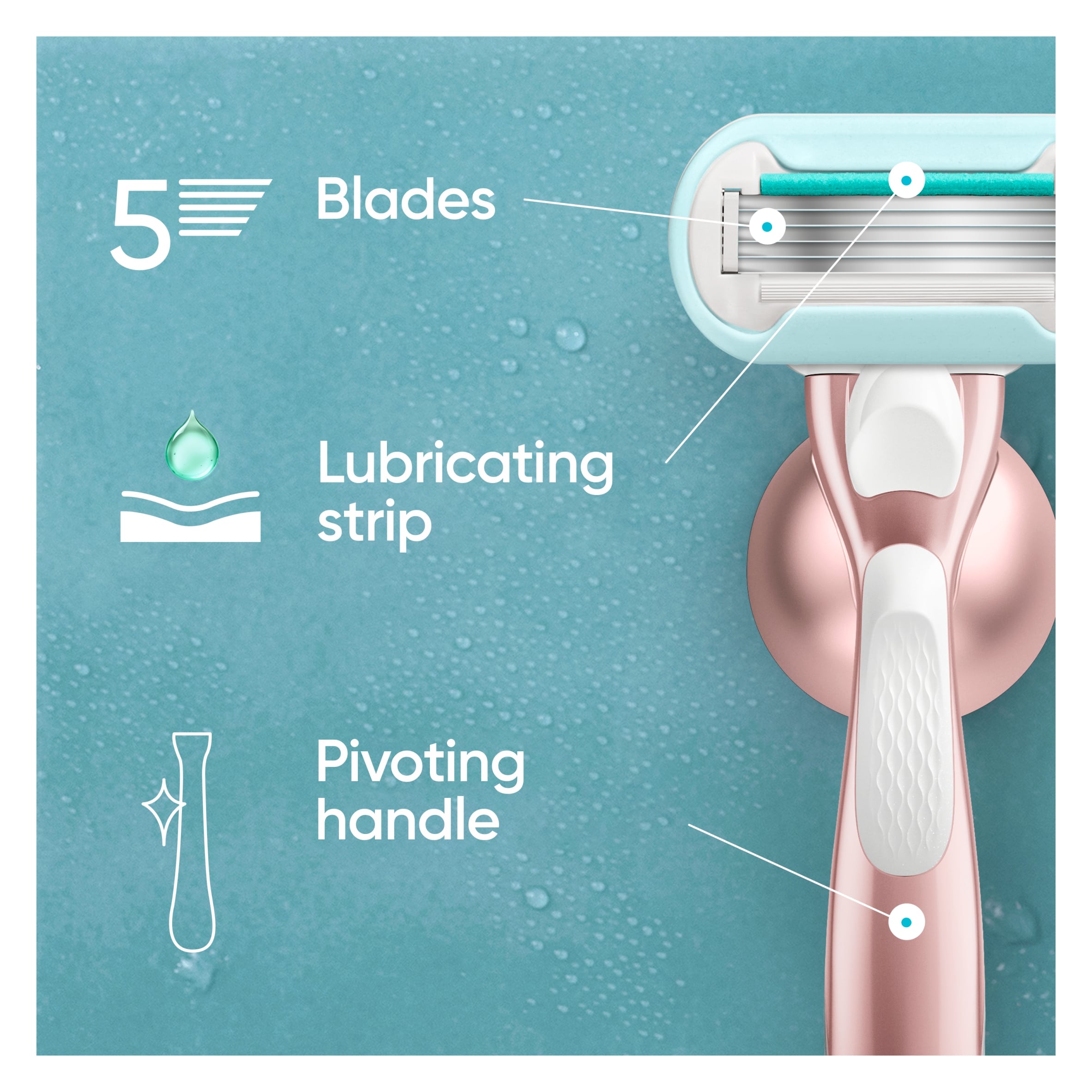 Gillette Venus Deluxe Smooth Sensitive Rose gold Platinum Razor thumbnail 2