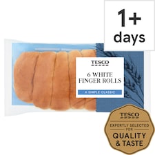 Tesco White Finger Rolls 6 Pack