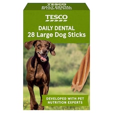 Tesco Daily Dental Large Dog Sticks 28 Pack 4x270g