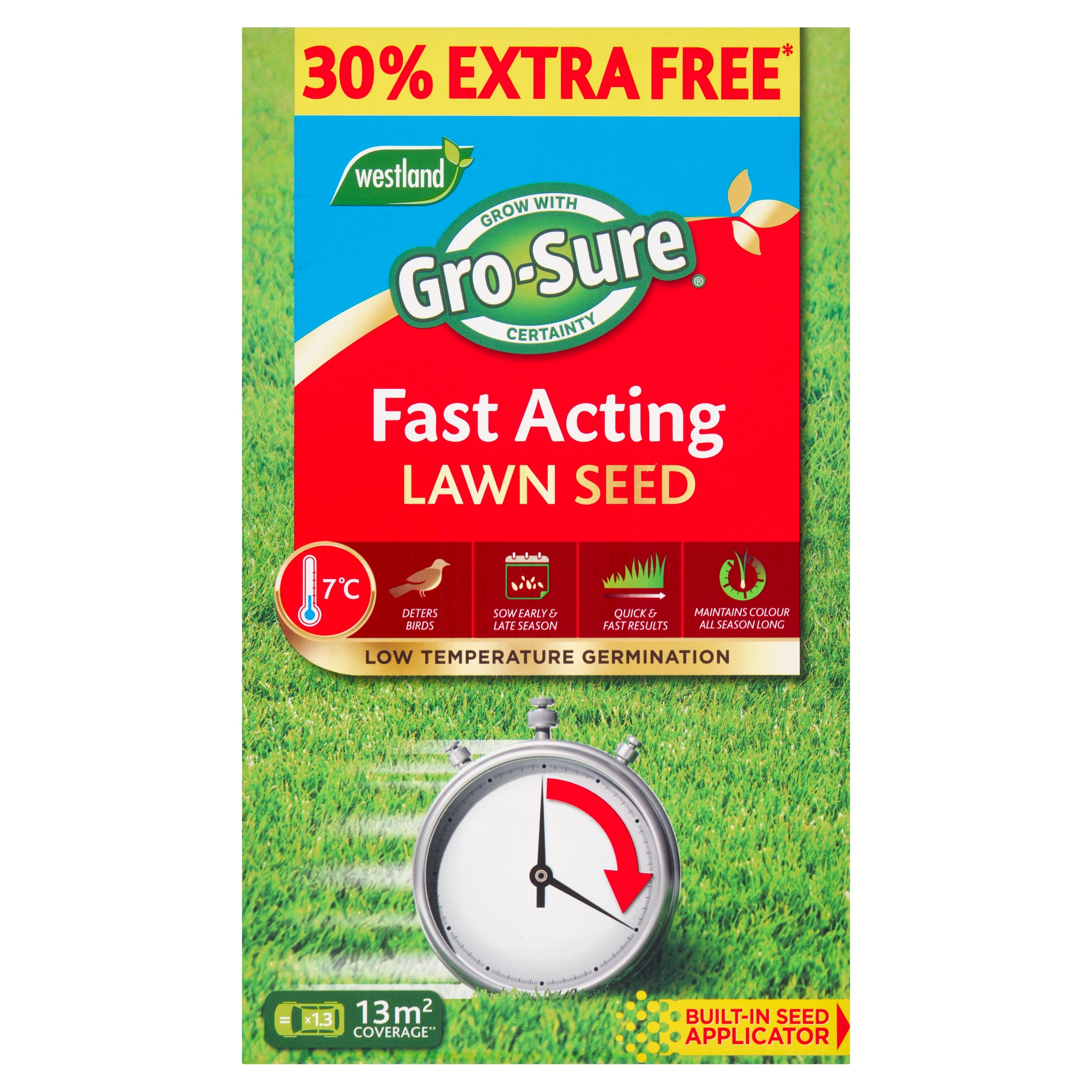 Gro-Sure Fast Acting Lawn Seed 10m2 + 30% Extra Free