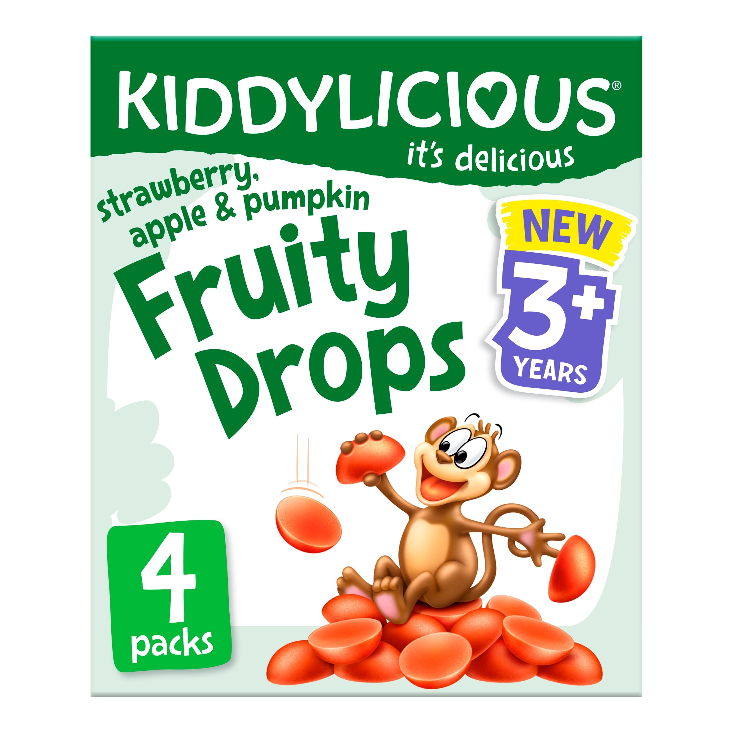 Kiddylicious Strawberry, Apple & Pumpkin Fruity Drops Kids Snacks Multi
