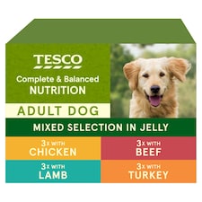 Tesco Adult Dog Mixed Selection in Jelly Pouches 12x100g