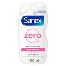Sanex Zero % Sensitive Skin Shower Gel Body Wash 450Ml