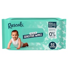 Rascals Premium Sensitive Baby Wipes 52 Pack