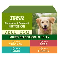 Tesco Adult Dog Mixed Selection in Jelly Pouches 40 x 100g