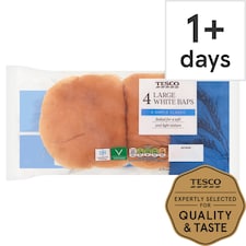 Tesco Large White Baps 4 pack
