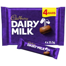 Cadbury Dairy Milk Chocolate Bar 4 Pack Multipack 134g