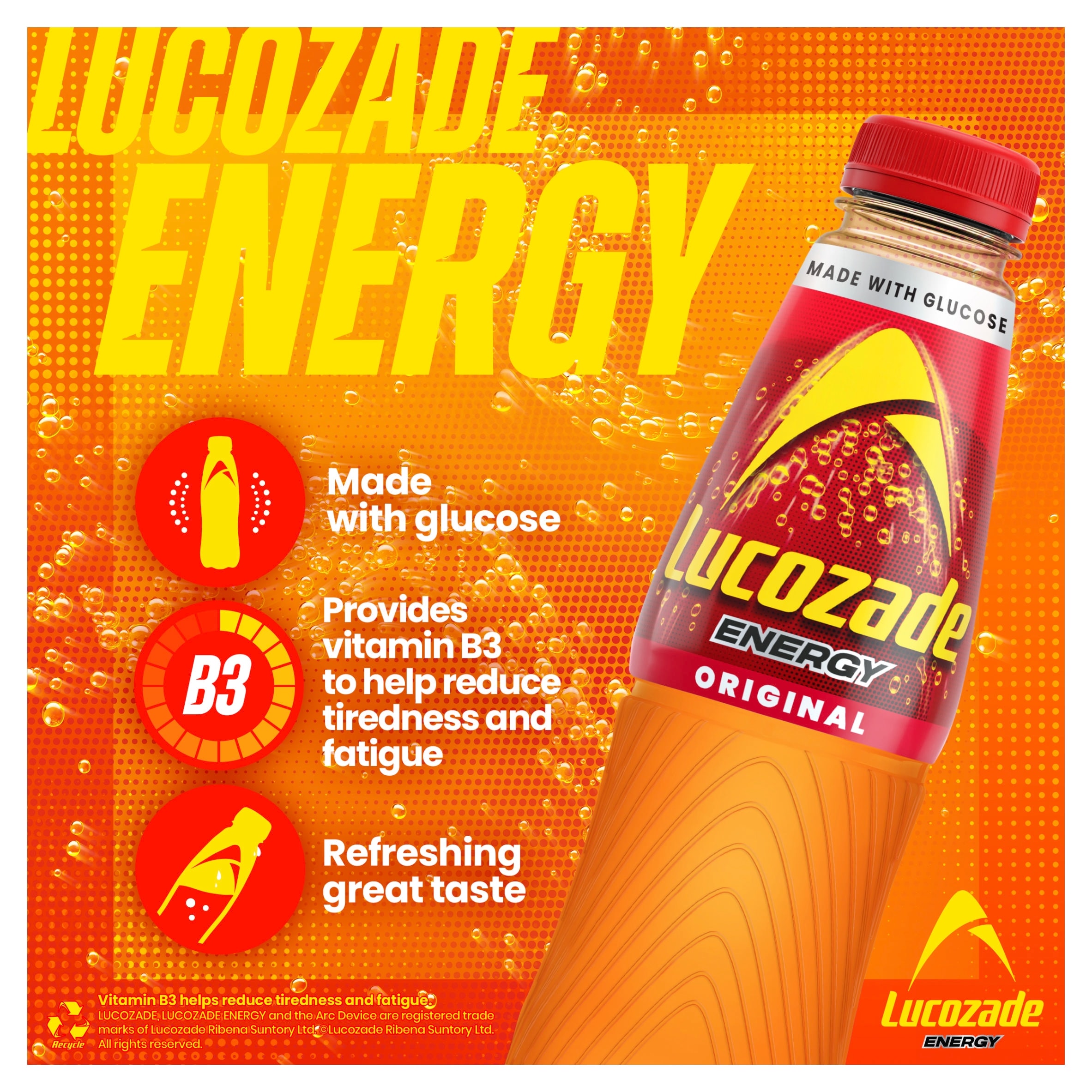 Lucozade Energy Drink Original 900ml thumbnail 2