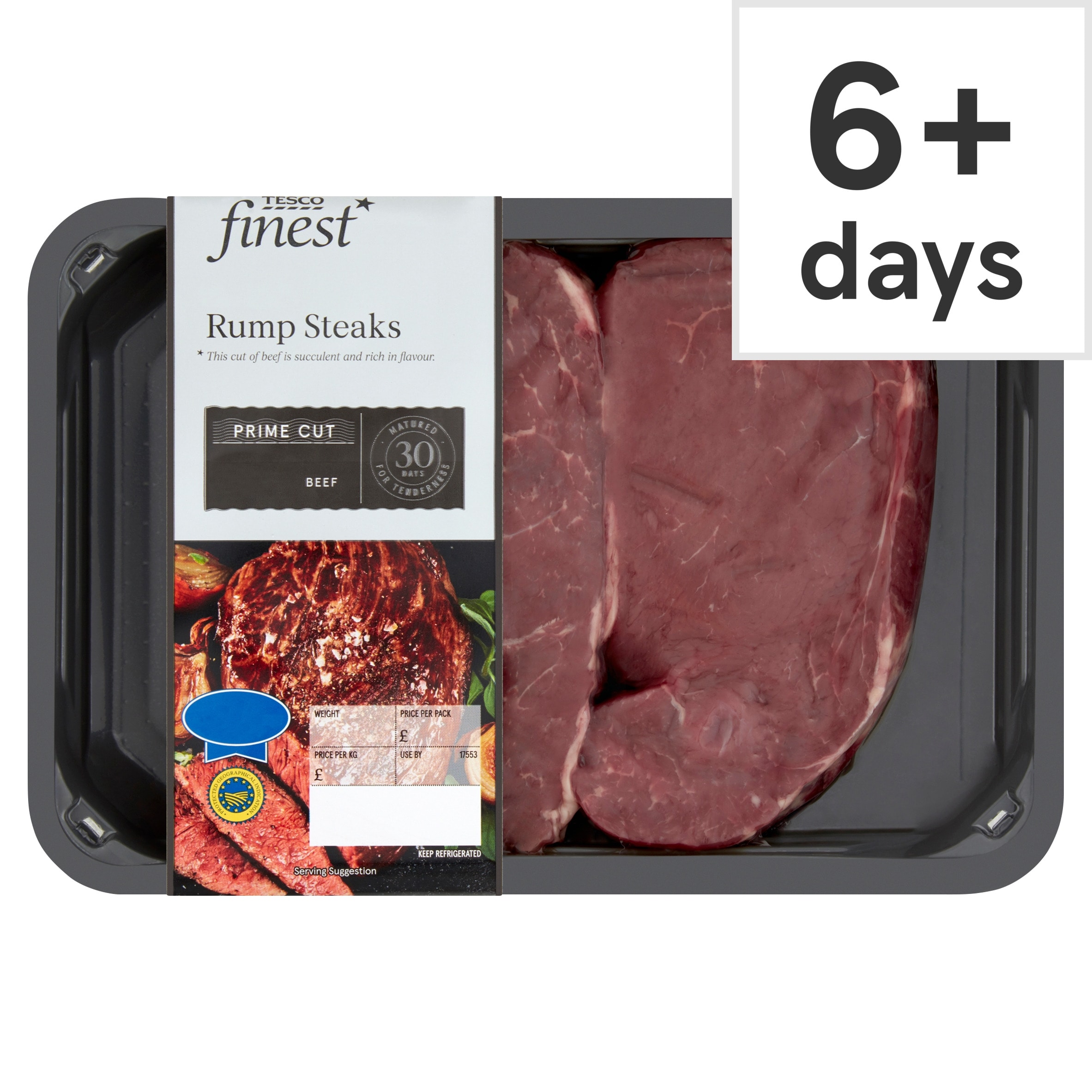 Tesco Finest 2 Beef Rump Steaks 510G