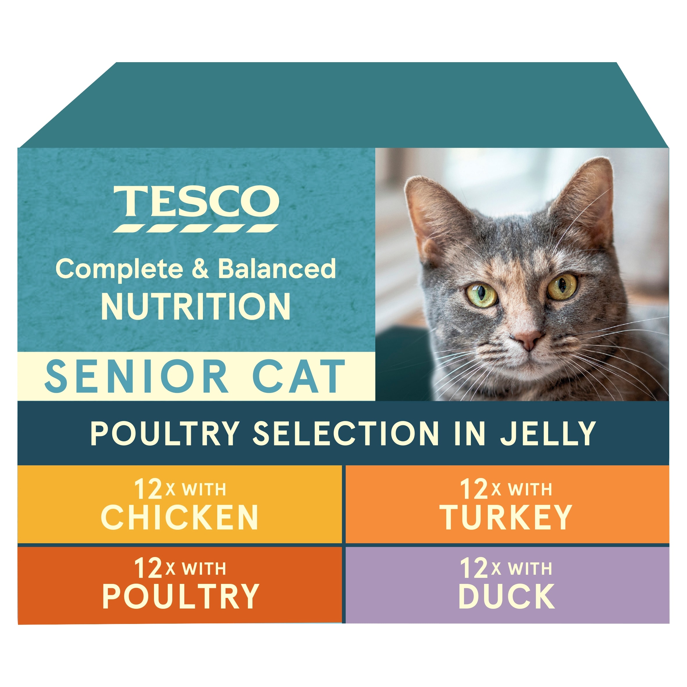 Tesco Senior Cat Poultry Selection in Jelly 48x100g
