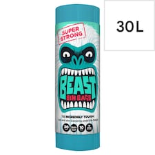 Beast Super Strong 30L Tall & Slim Bin Bags 10 Pack
