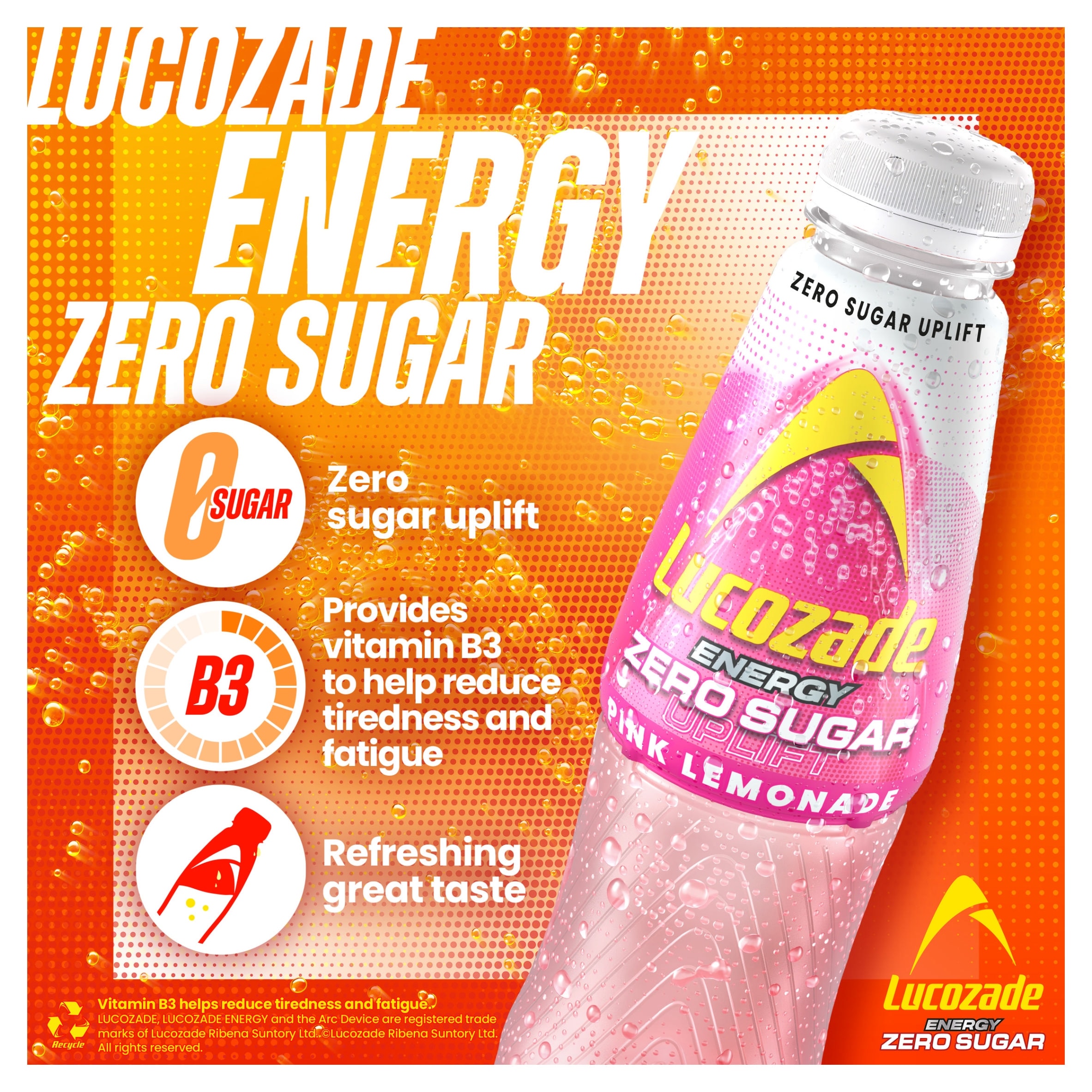 Lucozade Zero Sugar Pink Lemonade 900Ml thumbnail 2