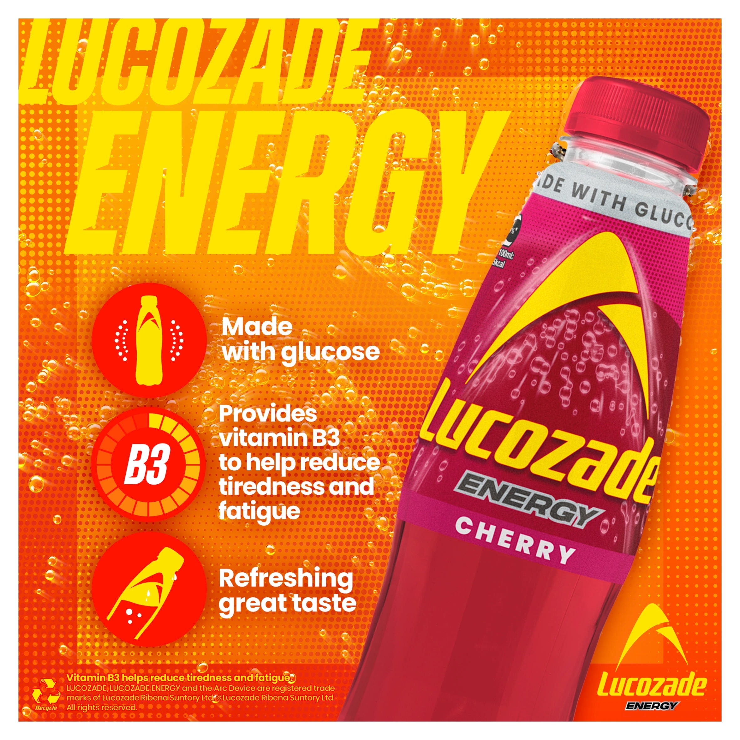 Lucozade Energy Drink Wild Cherry 900ml thumbnail 2