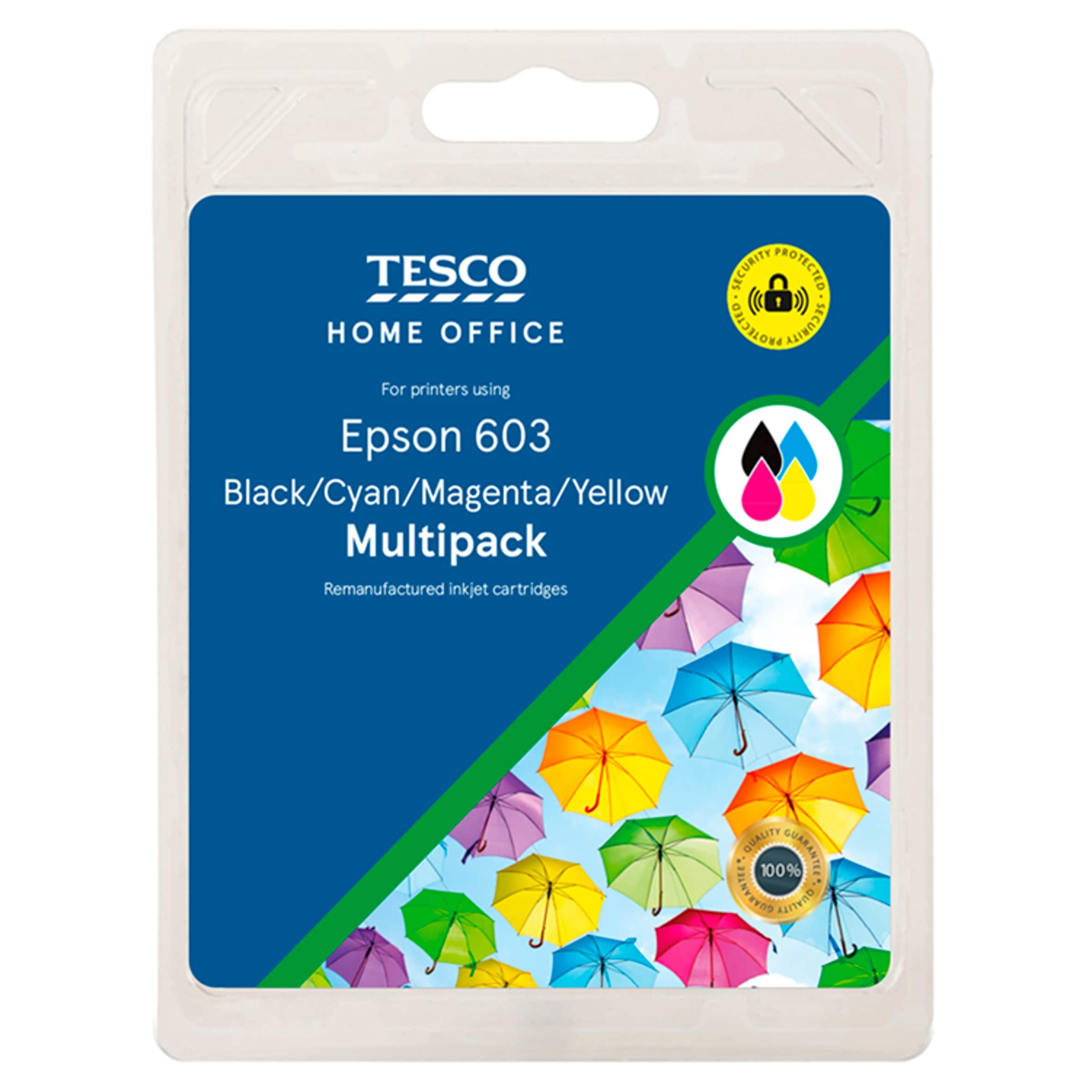 Tesco Epson 603 Remanufactured Black, Cyan, Magenta, Yellow Printer Ink Cartridges Multipack