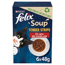 Felix Soup Tender Strips Meat Selection Cat Food 6X48g