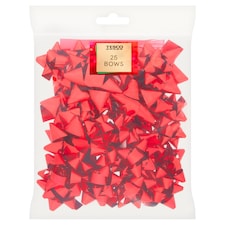 Tesco Red Christmas Bows 25 Pack