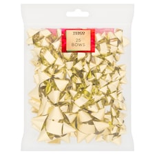 Tesco Gold Christmas Bows 25 Pack