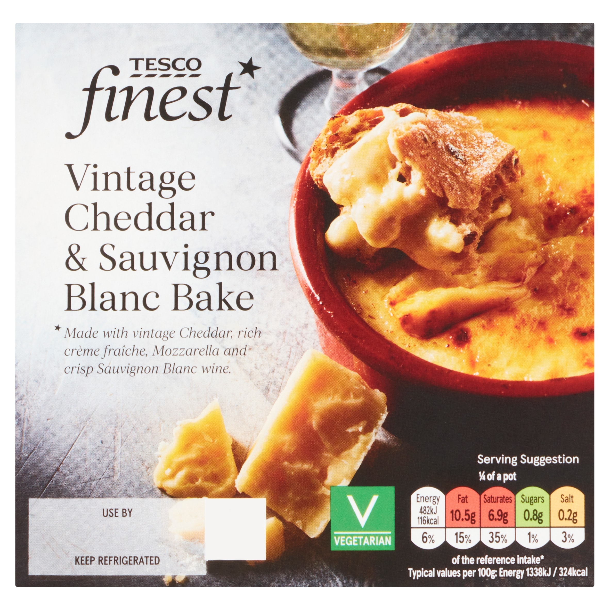 Tesco Finest Vintage Cheddar & Sauvignon Blanc Bake 150G