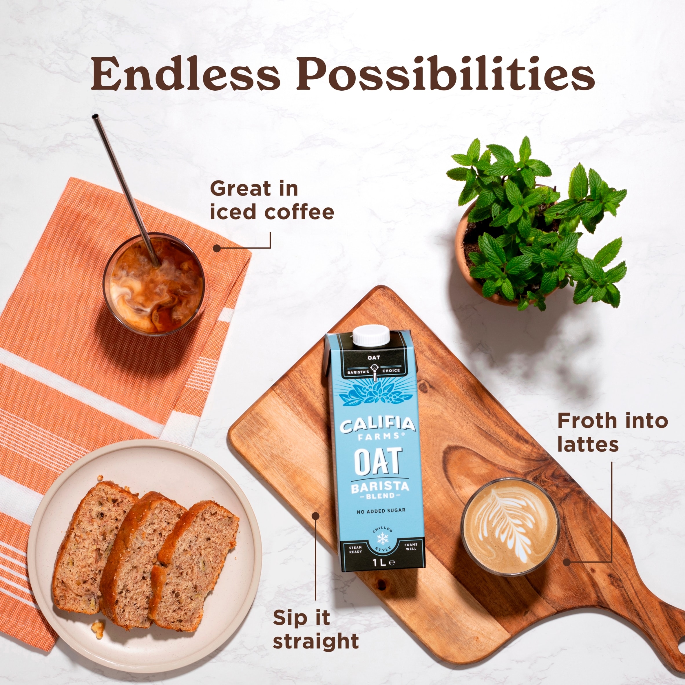 Califia Farms Oat Barista Chilled Dairy Free Drink 1L thumbnail 3