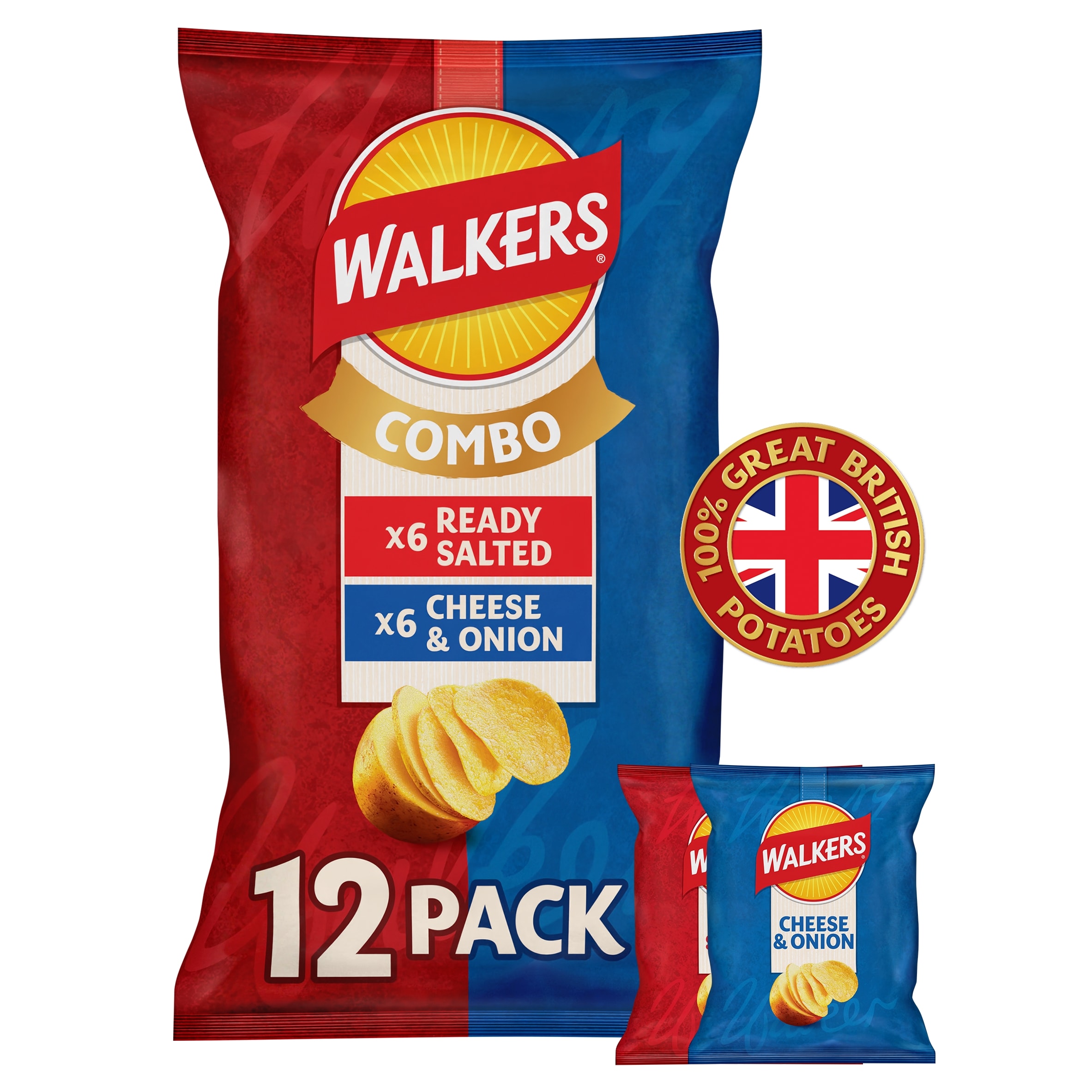 Walkers Ready Salted, Cheese & Onion Variety Multipack Crisps