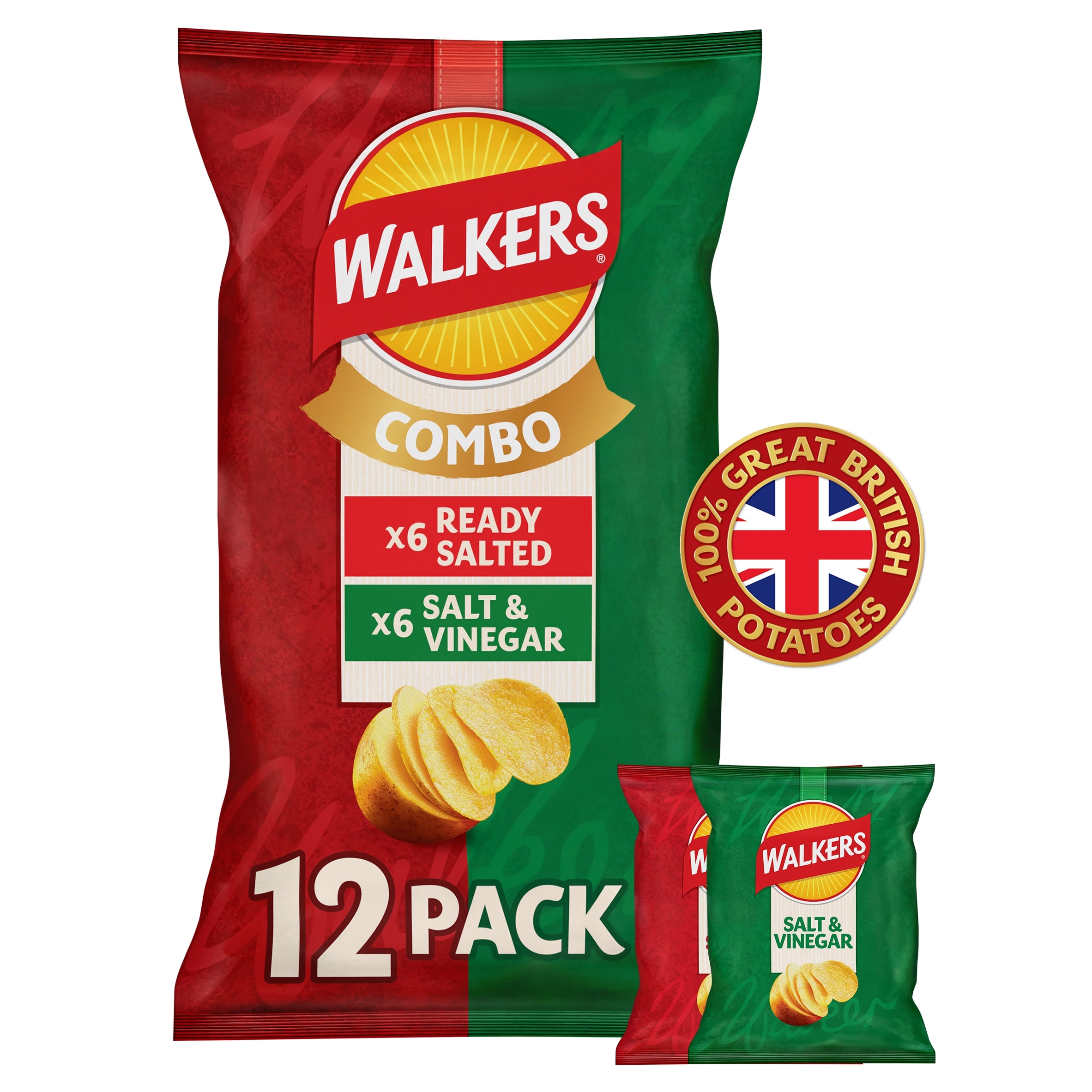 Walkers Ready Salted, Salt & Vinegar Variety Multipack Crisps