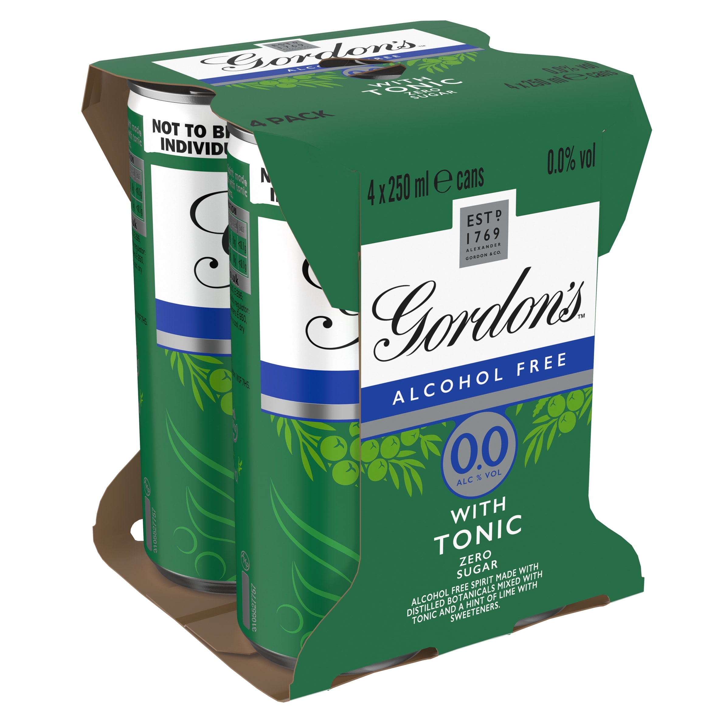 Gordon's Alcohol Free Spirit & Tonic with Lime Can 0% Vol 4x250ml thumbnail 3