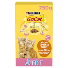 GO-CAT Kitten Chicken; Turkey and Milk Dry Cat Food 750g