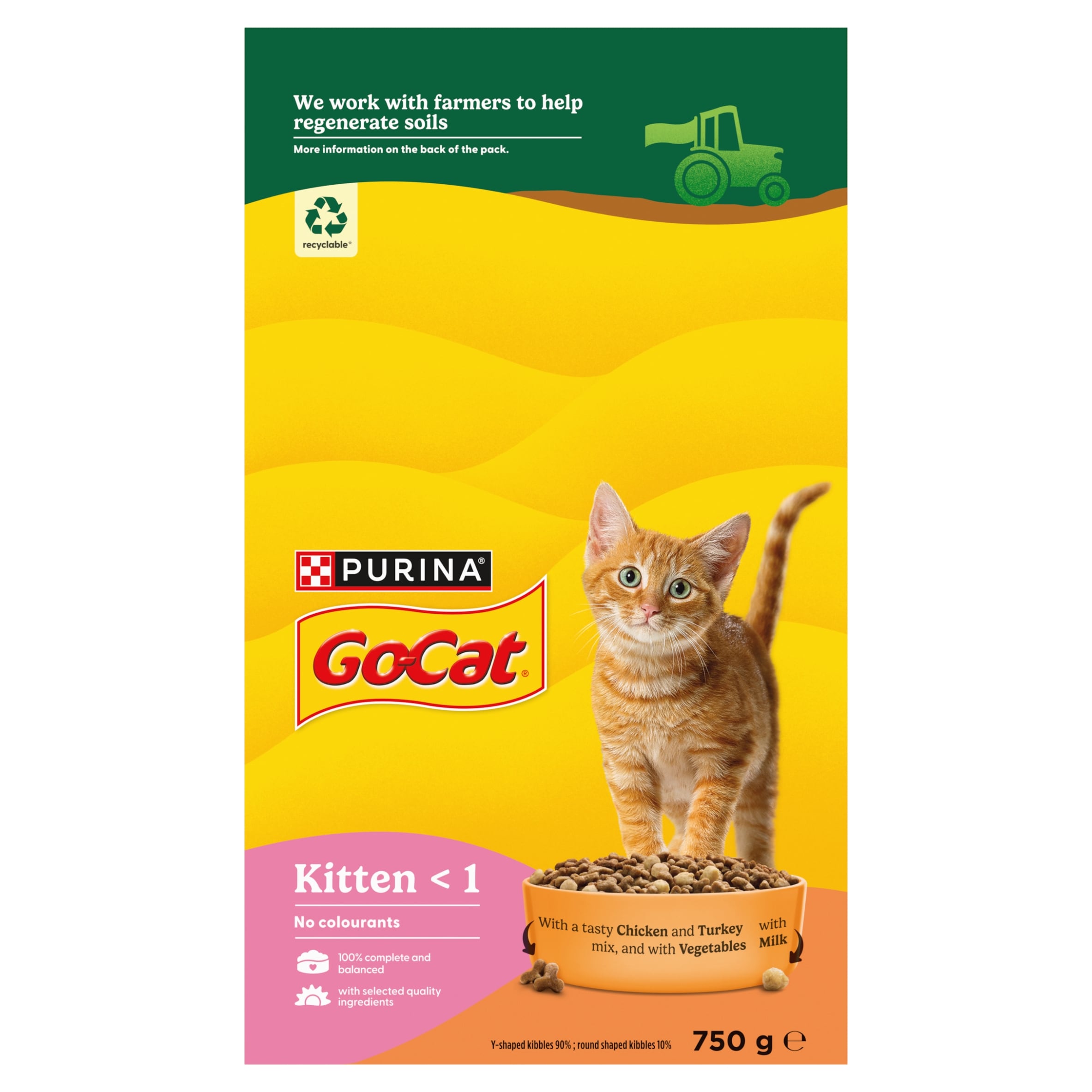 GO-CAT Kitten Chicken; Turkey and Milk Dry Cat Food 750g thumbnail 2