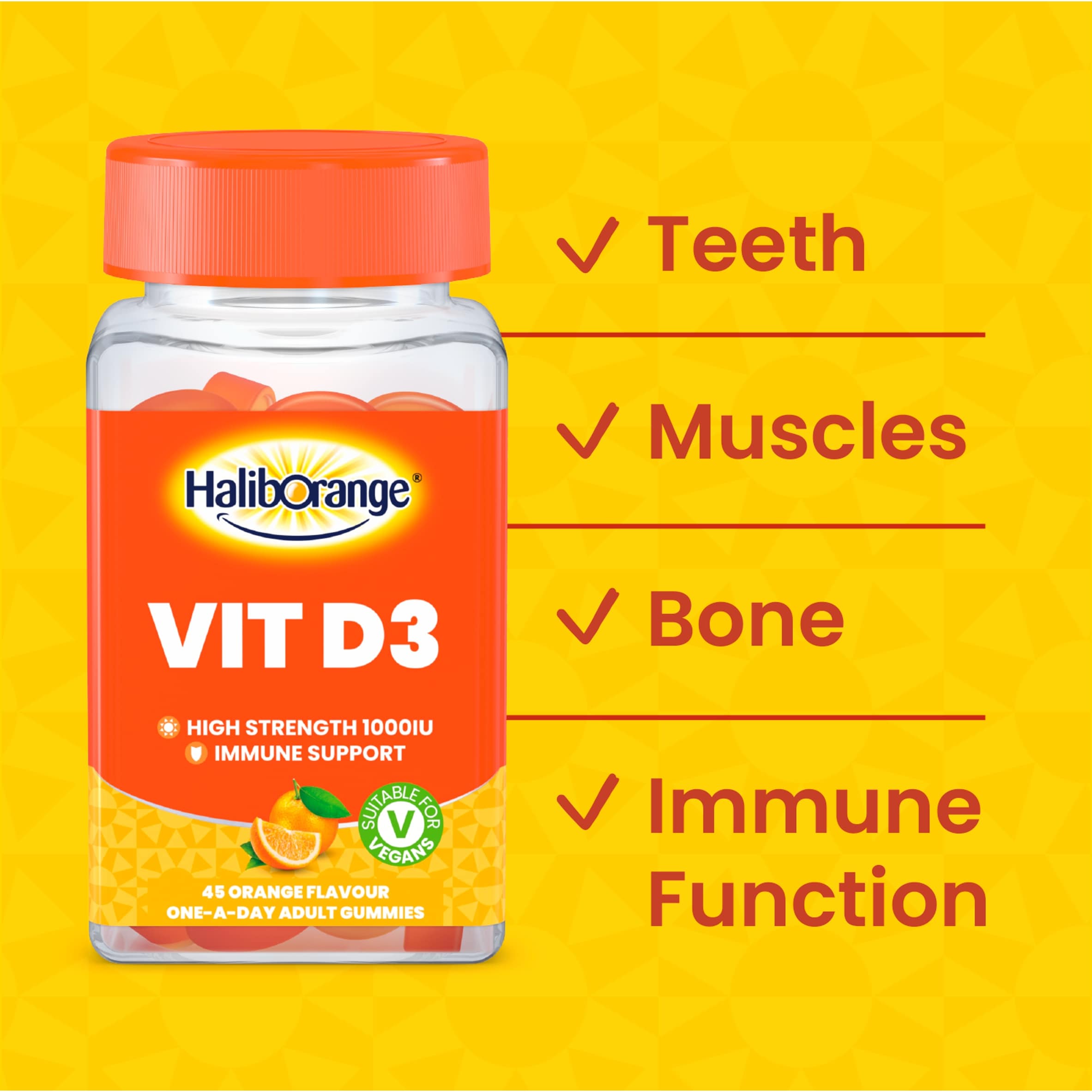 Haliborange Vitamin D3 Adult Orange Flavoured Gummies 45s thumbnail 2