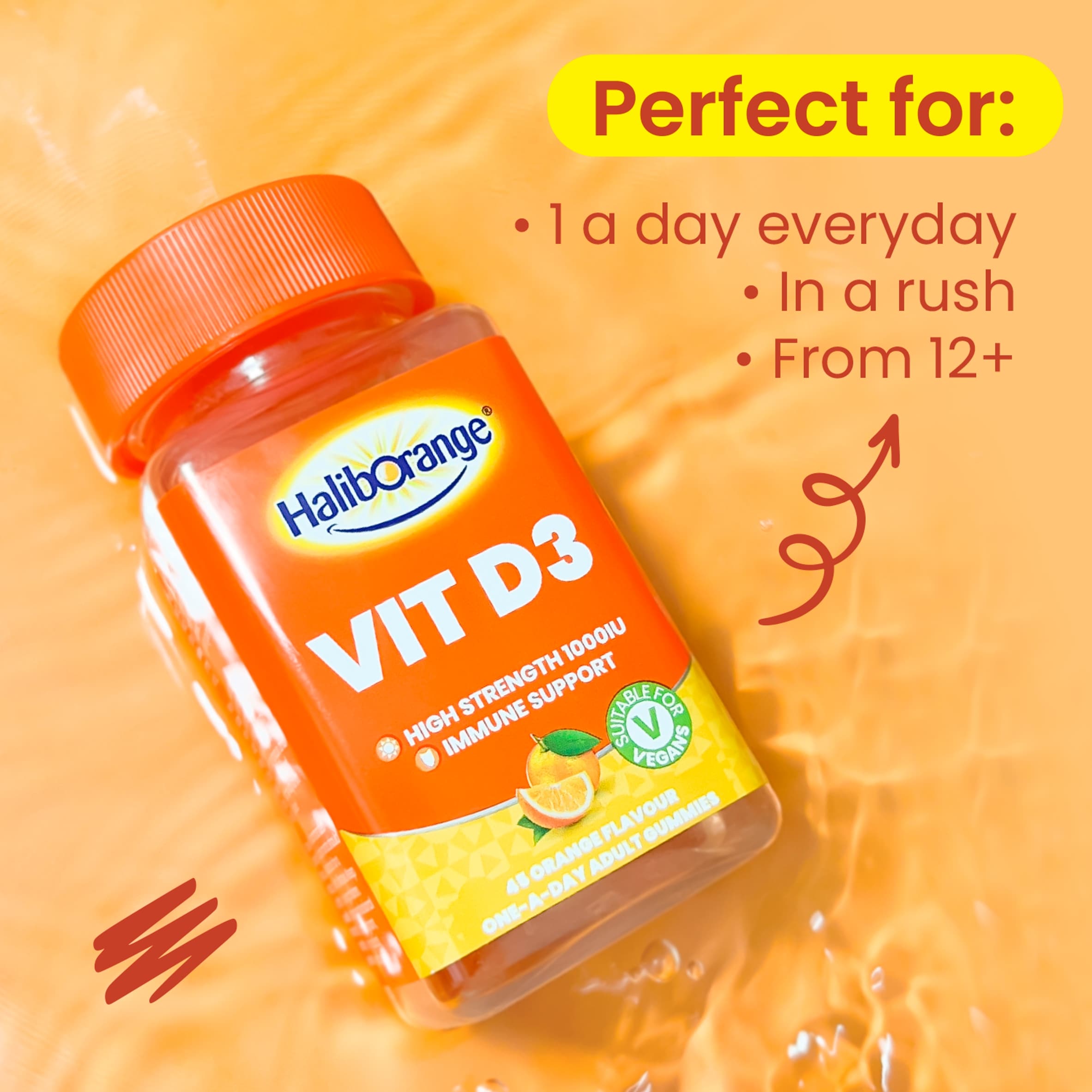 Haliborange Vitamin D3 Adult Orange Flavoured Gummies 45s thumbnail 3