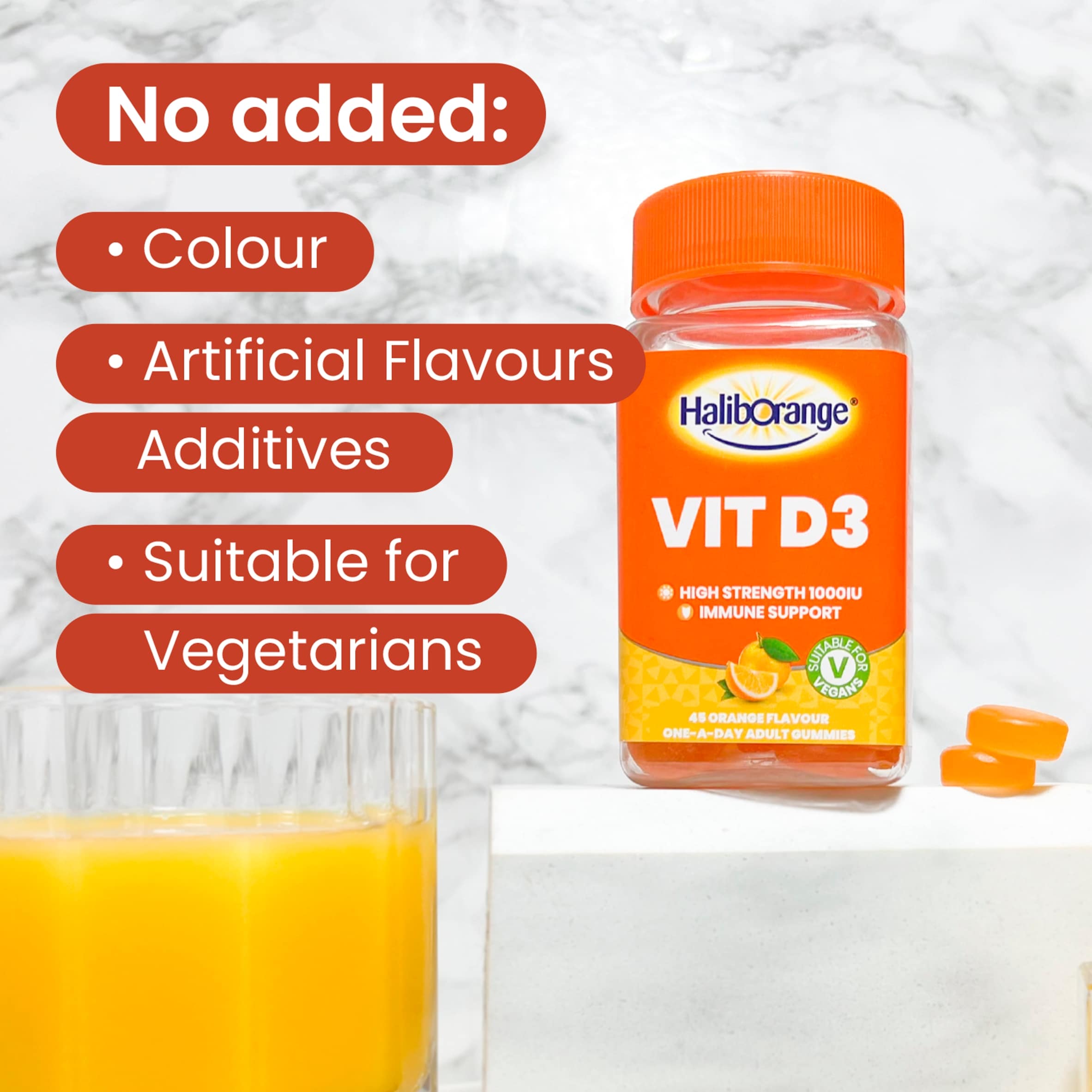 Haliborange Vitamin D3 Adult Orange Flavoured Gummies 45s thumbnail 5