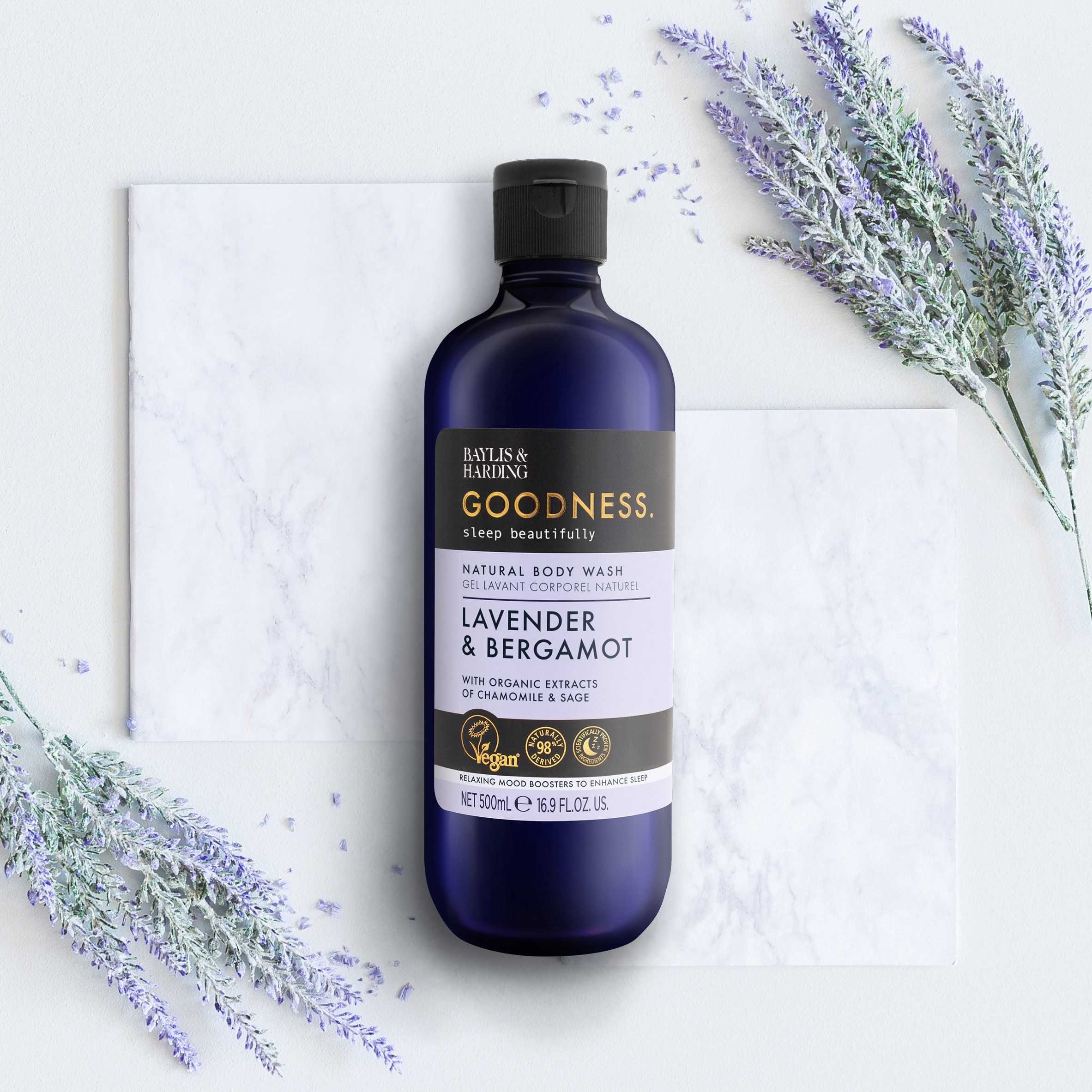 Baylis & Harding Goodness Natural Body Wash Lavender & Bergamot 500Ml thumbnail 3