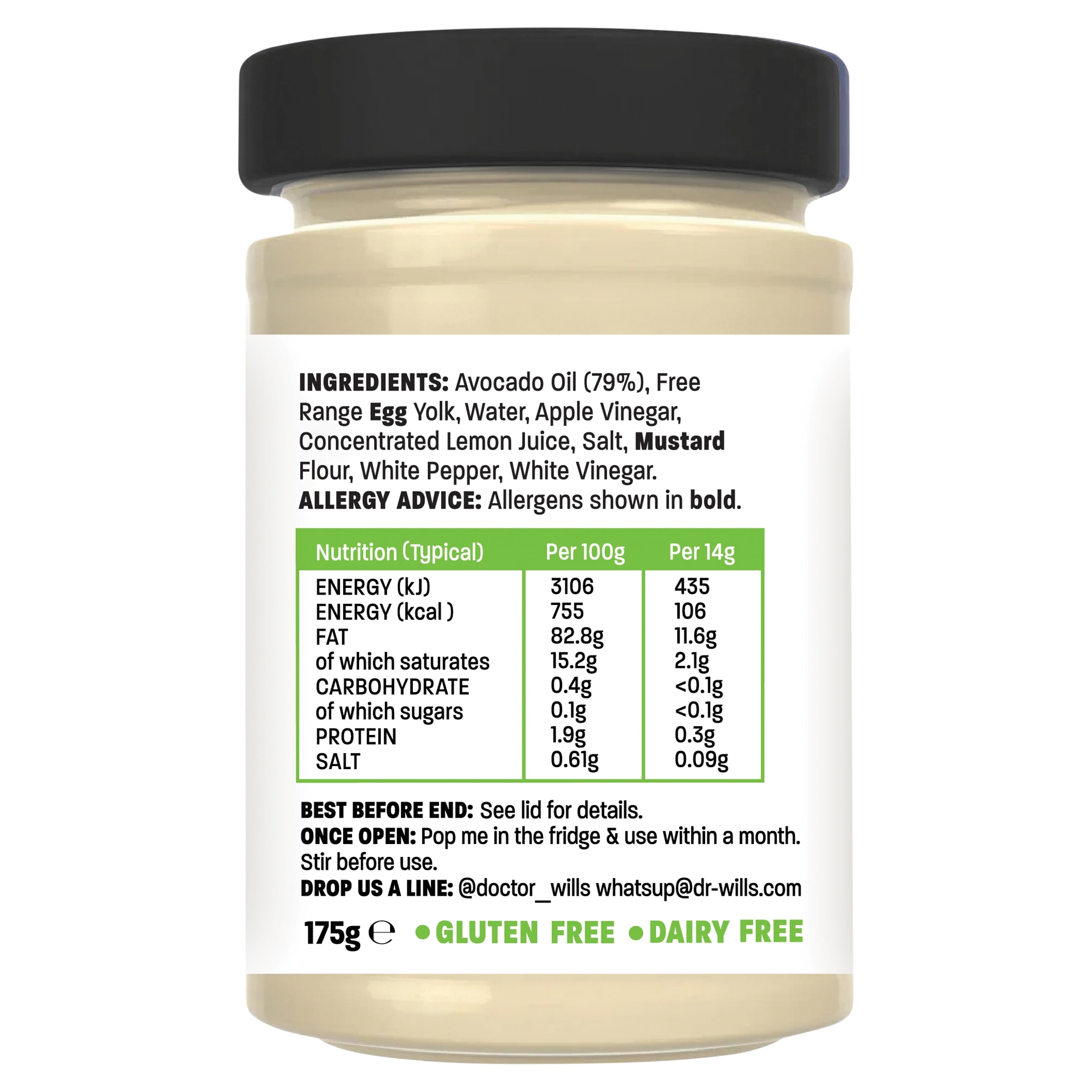 Dr Wills Avocado Oil Mayonnaise Sugar Free 175G thumbnail 5