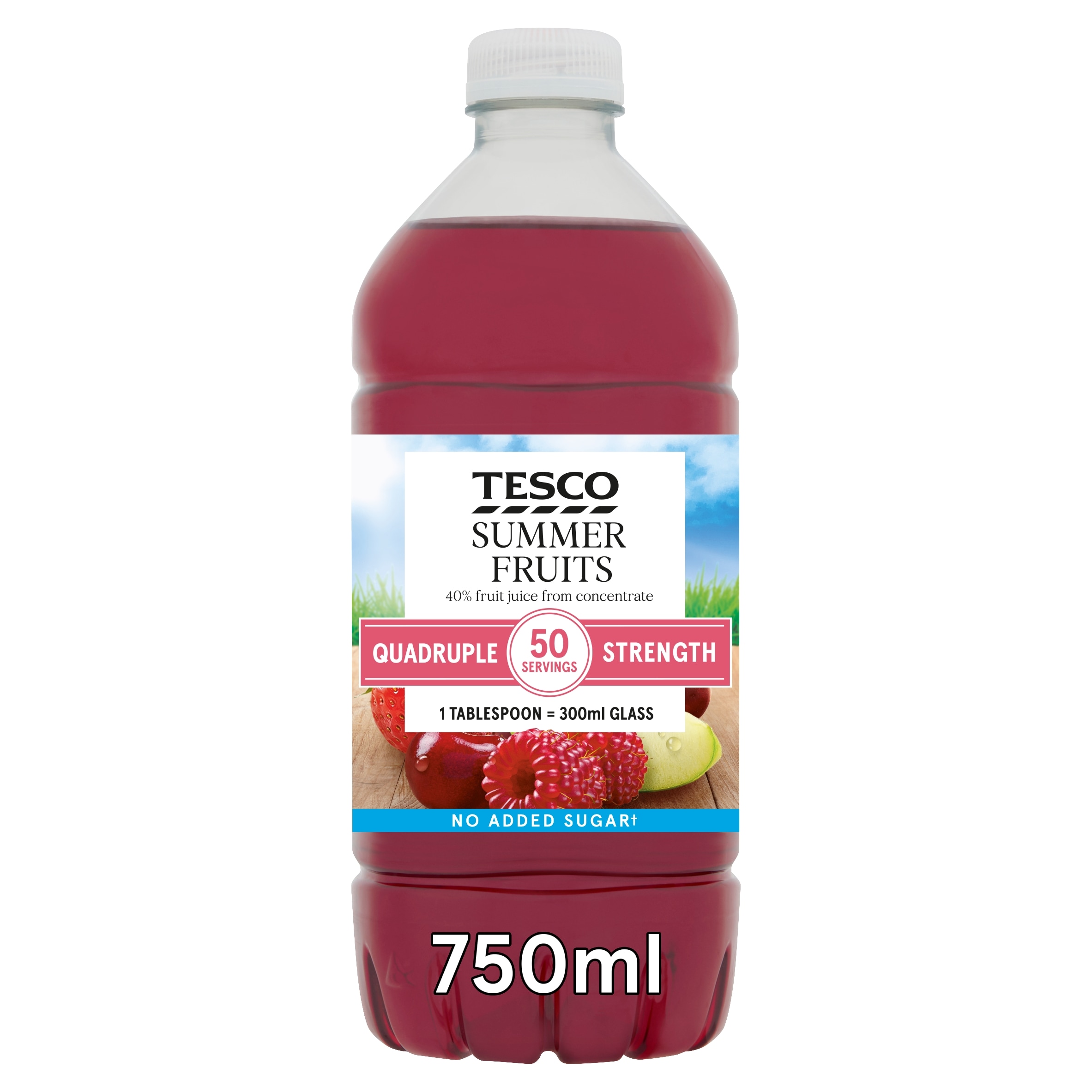 Tesco Quadruple Strength No Added Sugar Summer Fruits 750ml