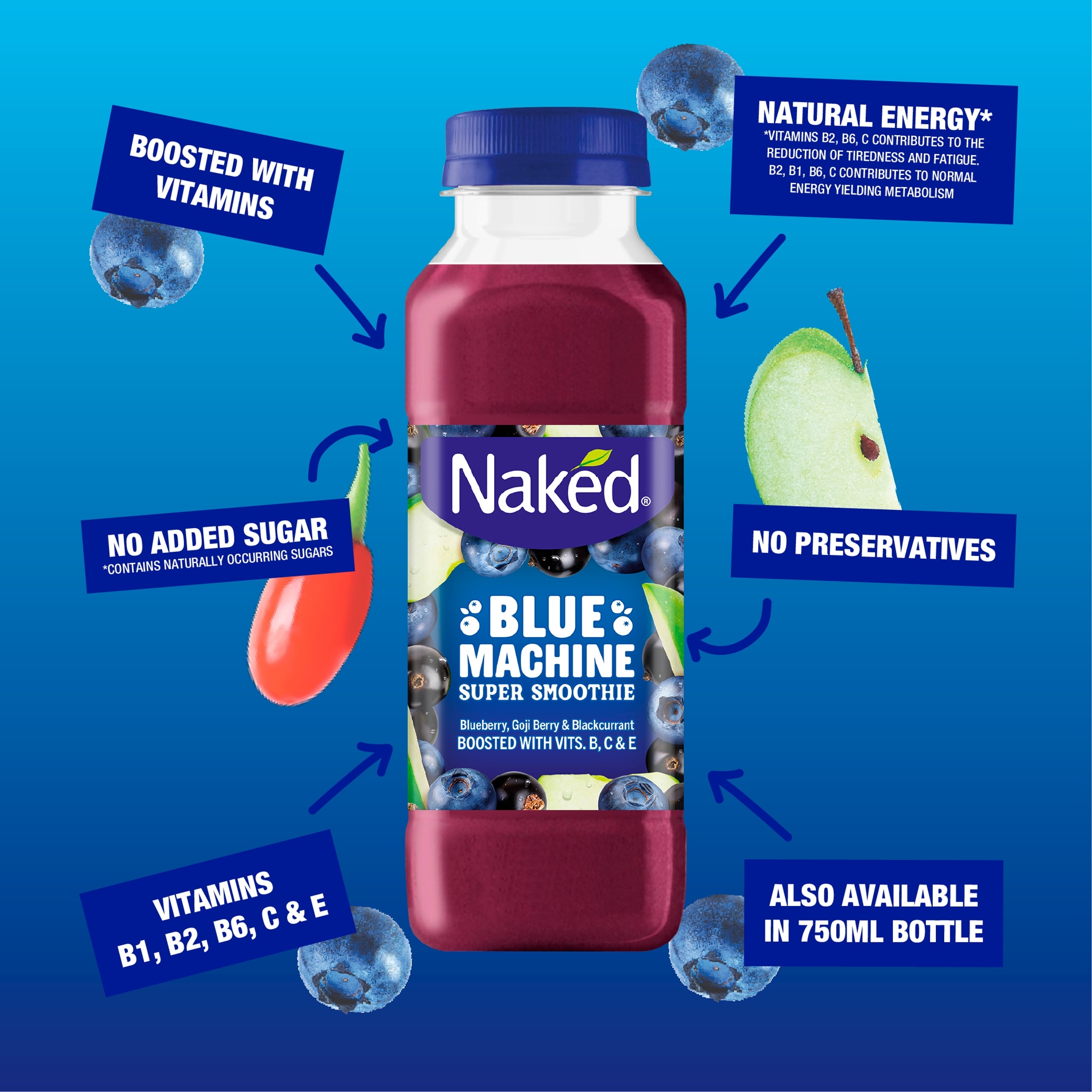 Naked Blue Machine Blueberry Smoothie 300Ml thumbnail 3