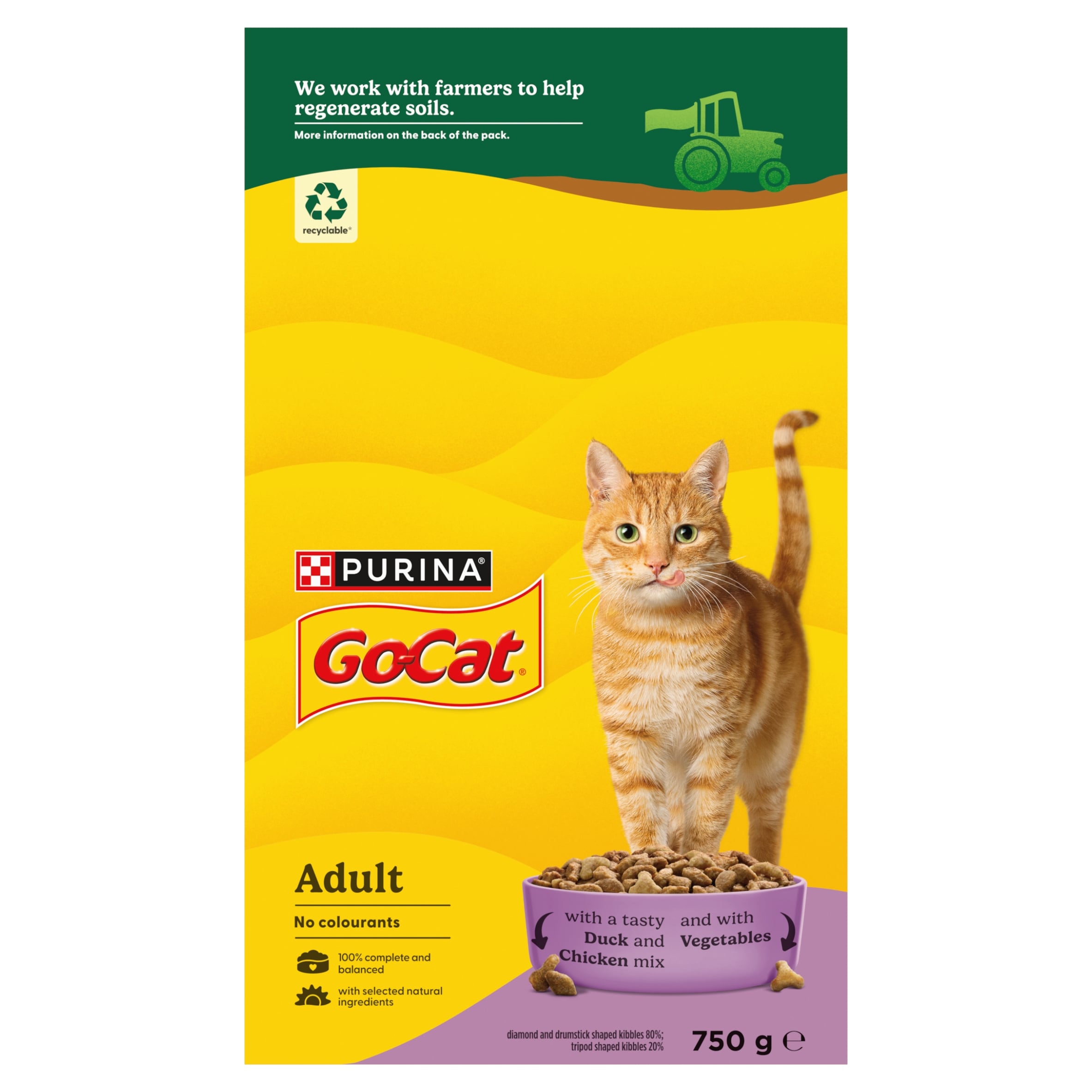 Go-Cat Adult Dry Cat Food Chicken And Duck 750G thumbnail 2