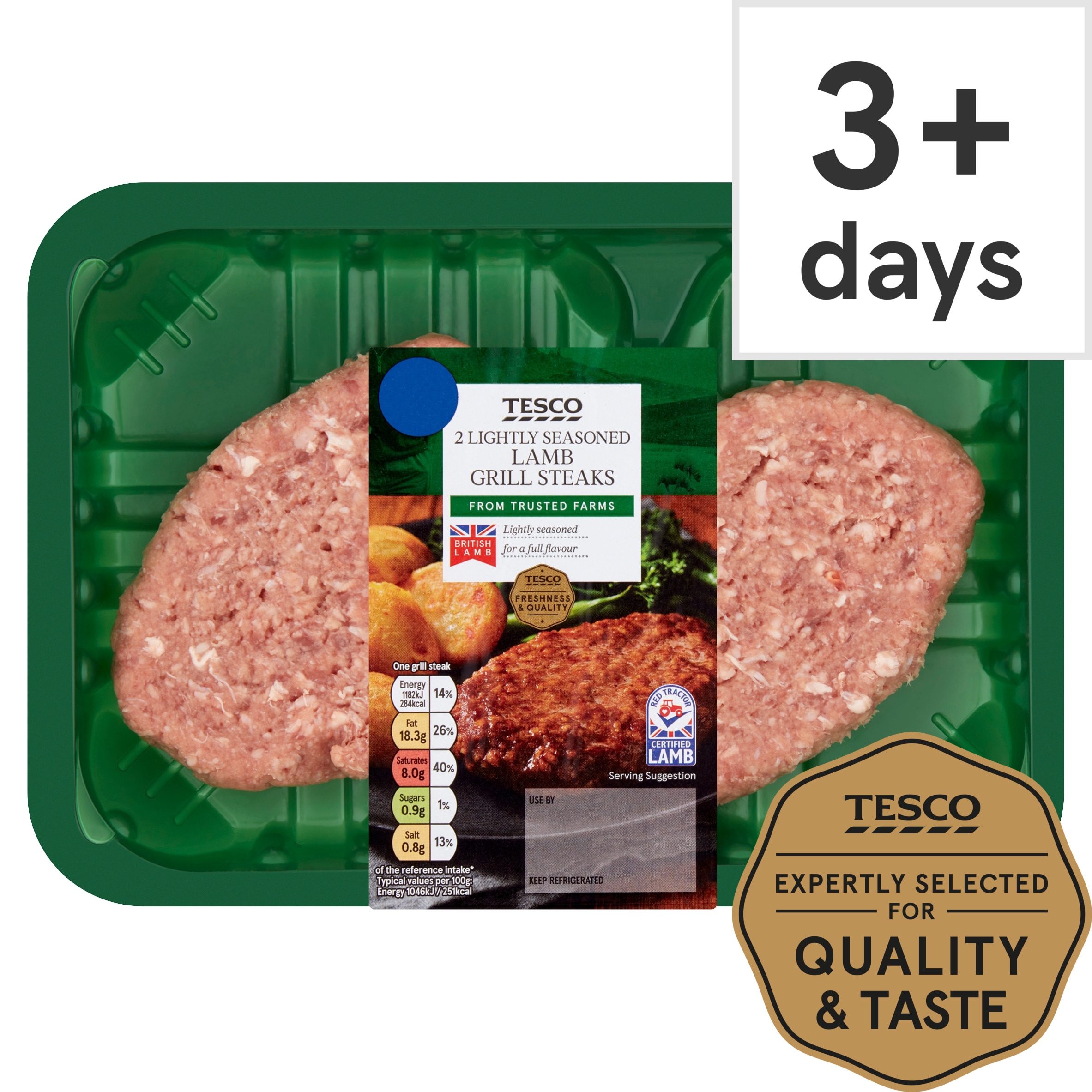 Tesco 2 Lightly Seasoned Lamb Grill Steaks 300G