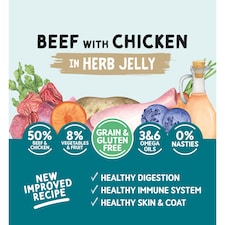 Naturo Grain Free Beef Chicken In Herb Jelly 390G thumbnail 2