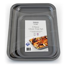 Tesco 3 Pack Oven Tray 28Cm 35Cm 38Cm