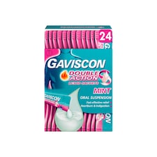 Gaviscon Double Action Sachets Heartburn Indigestion Mint 24x10ml