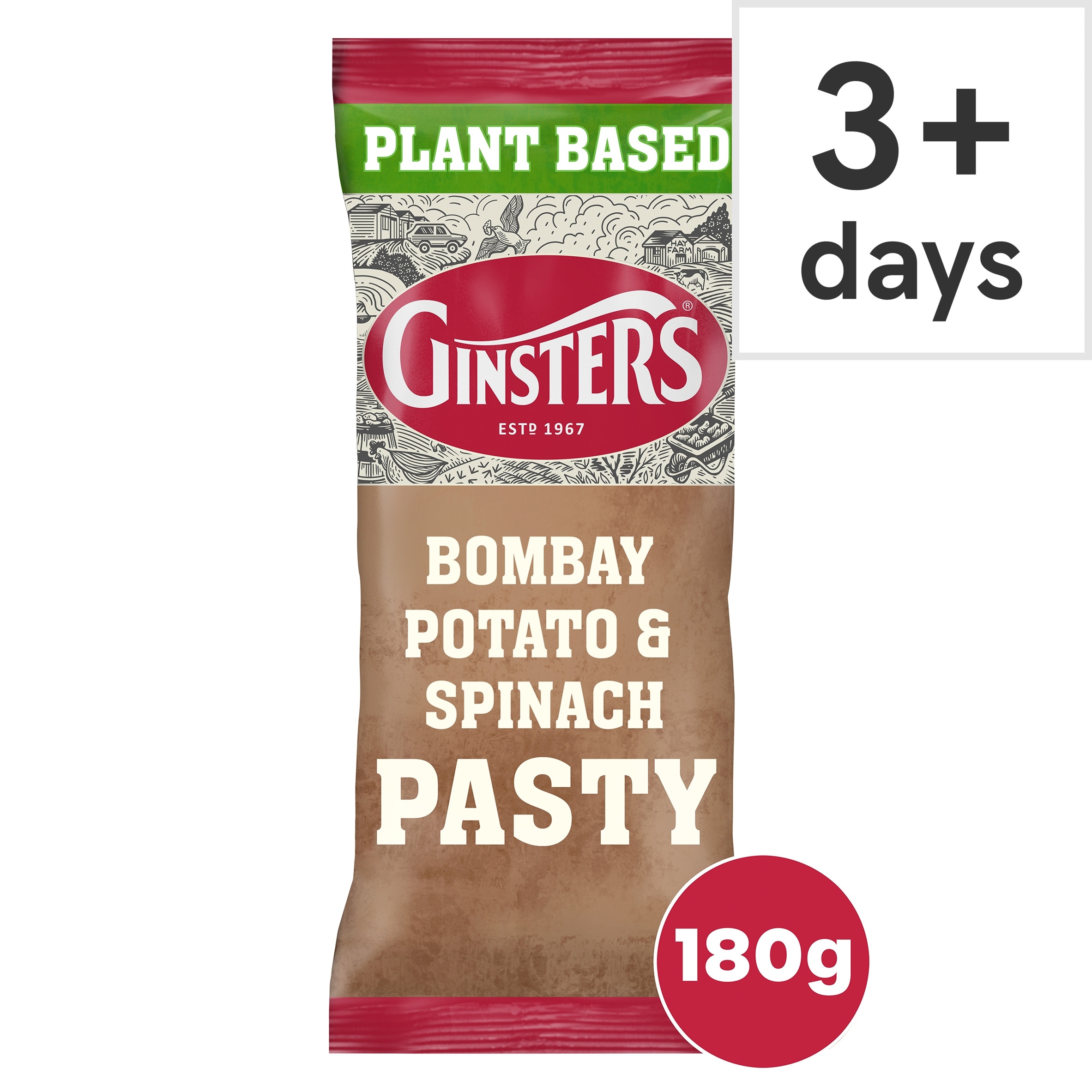 Ginster Pasty Bombay Potato & Spinach 180G
