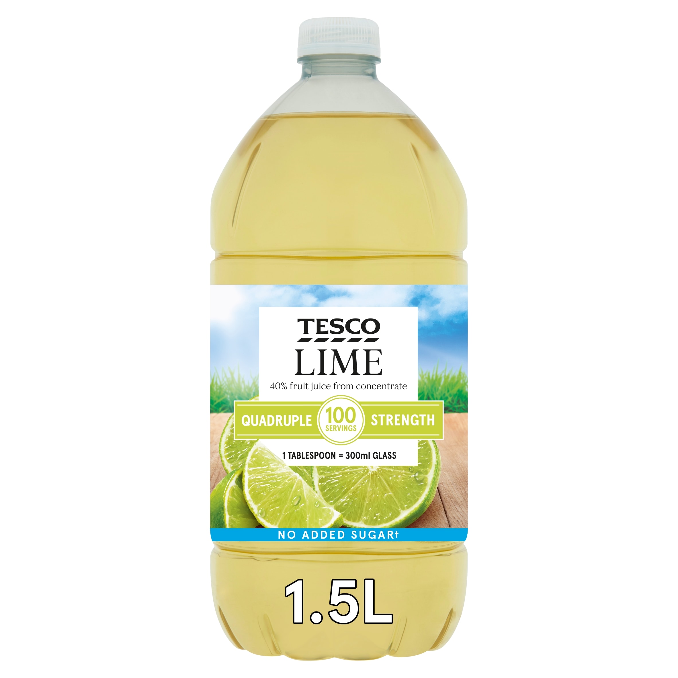 Tesco Quadruple Strength Lime Squash No Added Sugar 1.5L