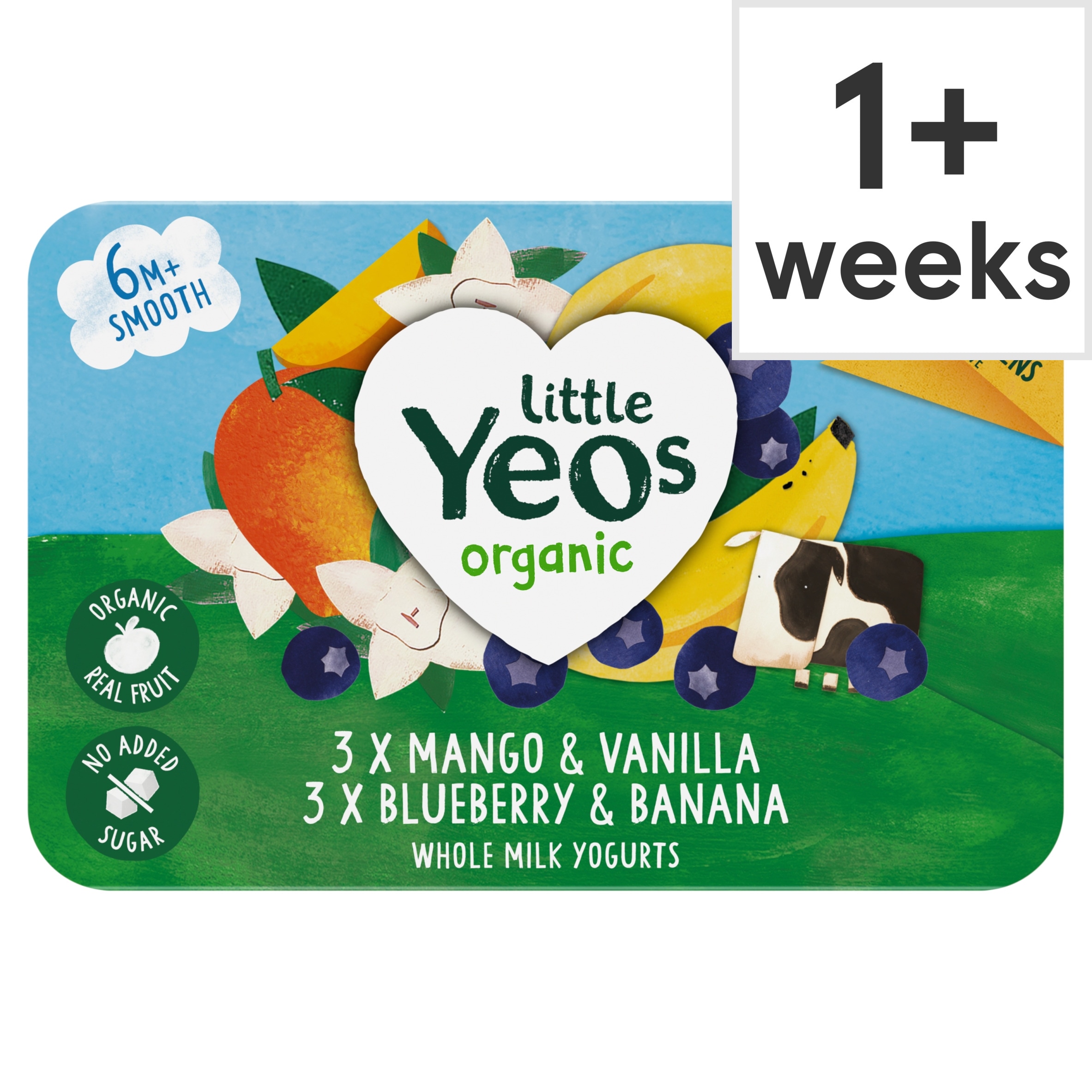 Yeo Valley Little Yeos No Added Sugar Mango & Vanilla, Blueberry & Banana