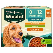WINALOT Meaty Chunks Puppy Mixed in Gravy Wet Dog Food 12x100g