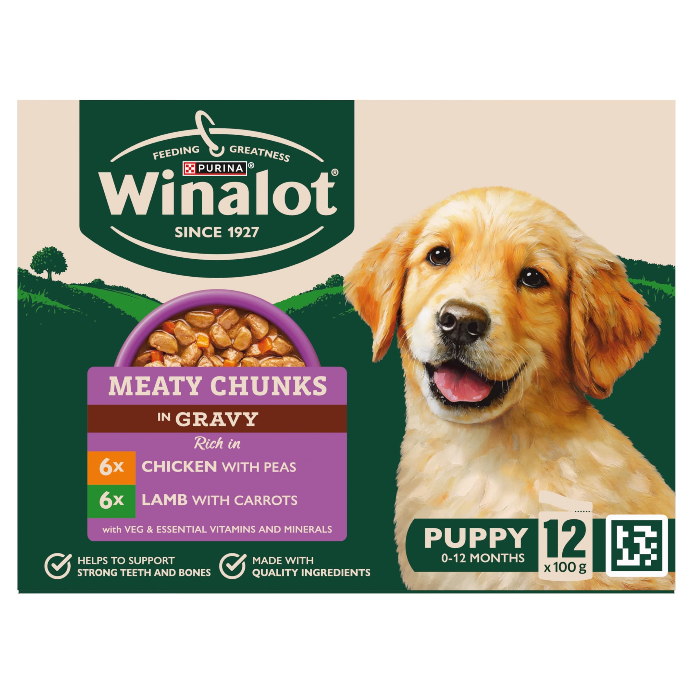 WINALOT Meaty Chunks Puppy Mixed in Gravy Wet Dog Food 12x100g thumbnail 2