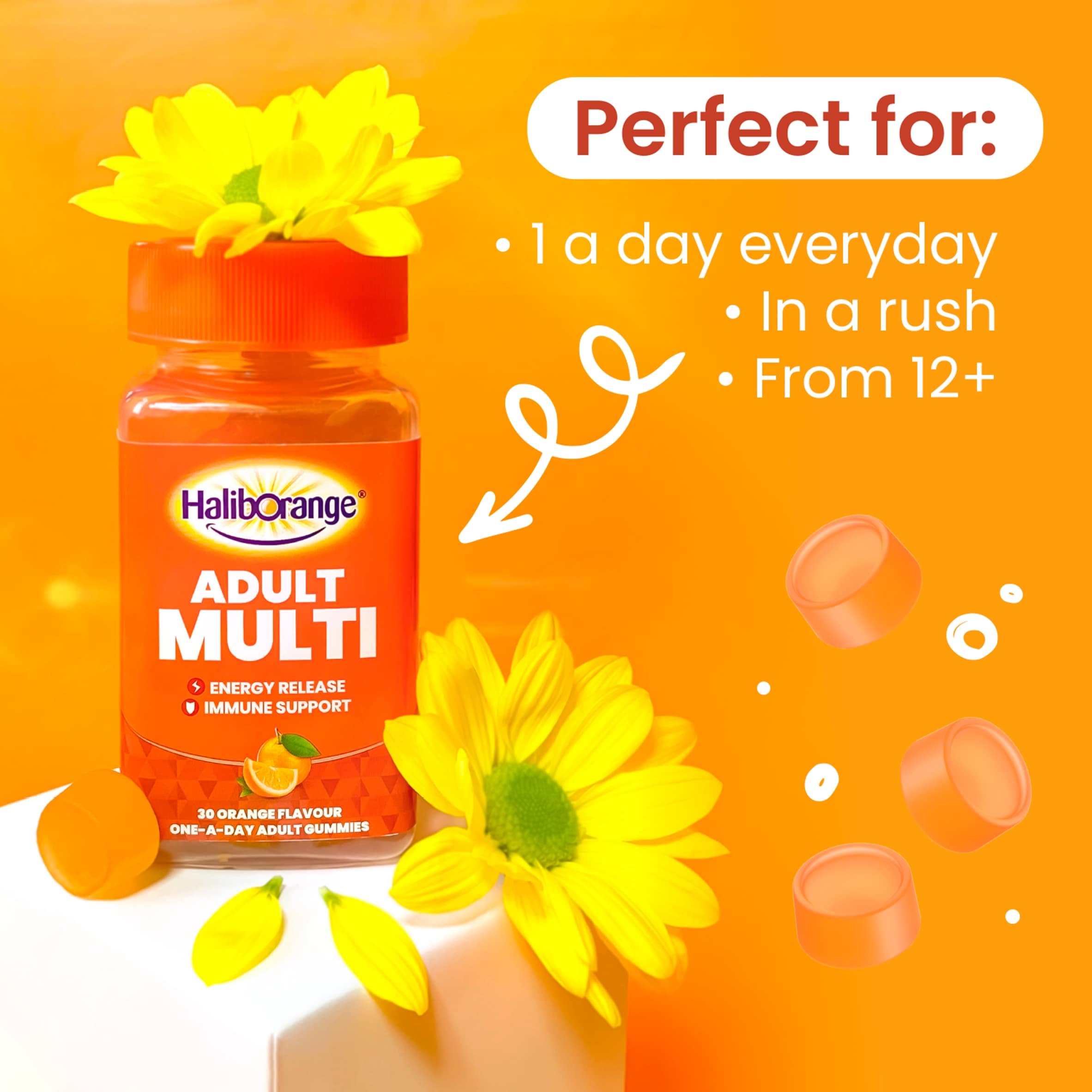 Haliborange Adult Multi Orange Flavoured Multivitamin Gummies 30s  thumbnail 3